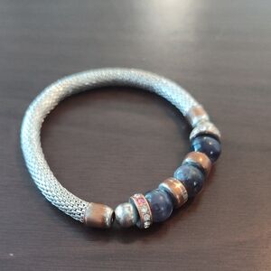 Avon Vintage Silver and Amethyst Beaded Bracelet